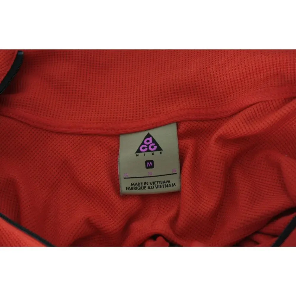 Vintage Nike ACG Waffle Knit Thermal Pullover Womens M Red Half Zip Outdoor